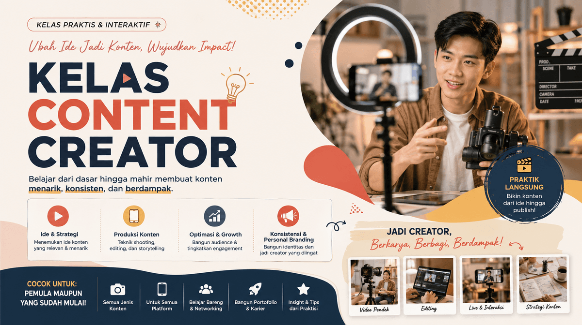 Kelas Content Creator: Diajari Sampai Bisa